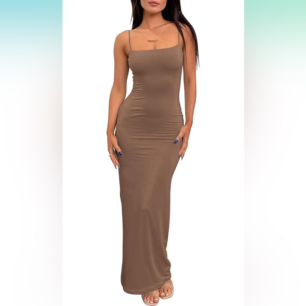 Chic Tan Bodycon Maxi Dress